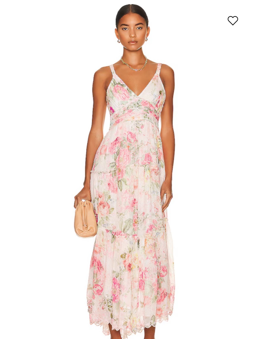HEMANT & NANDITA ANKA Floral V-Neck Tiered Midi Dress NWT